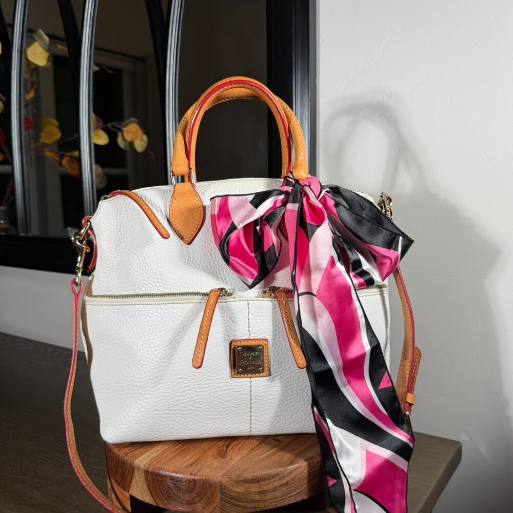 Dooney & Bourke Dillen Double Pocket Satchel — White  comes with Strap - Picture 2 of 15